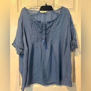 NWOT Indigo Rose Slate Blue Short Sleeve Top